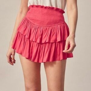 Mustard Seed Coral Ruffled Skater Skirt